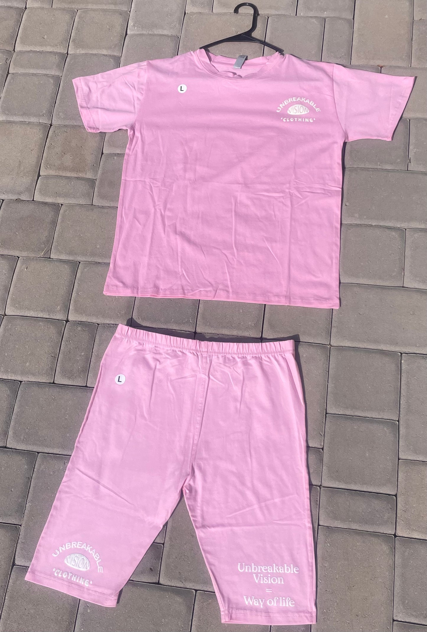 Female Light Pink Uv Biker Short Set💝🎟️