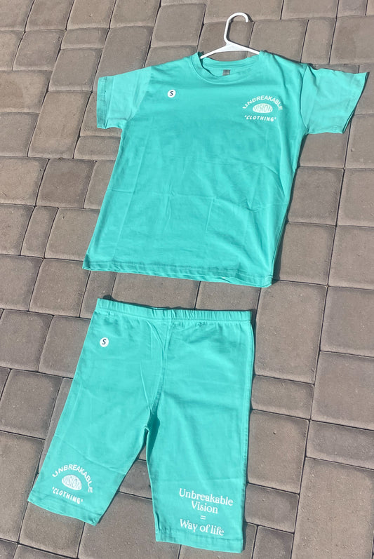 Female Mint Uv Biker Short Set🍵