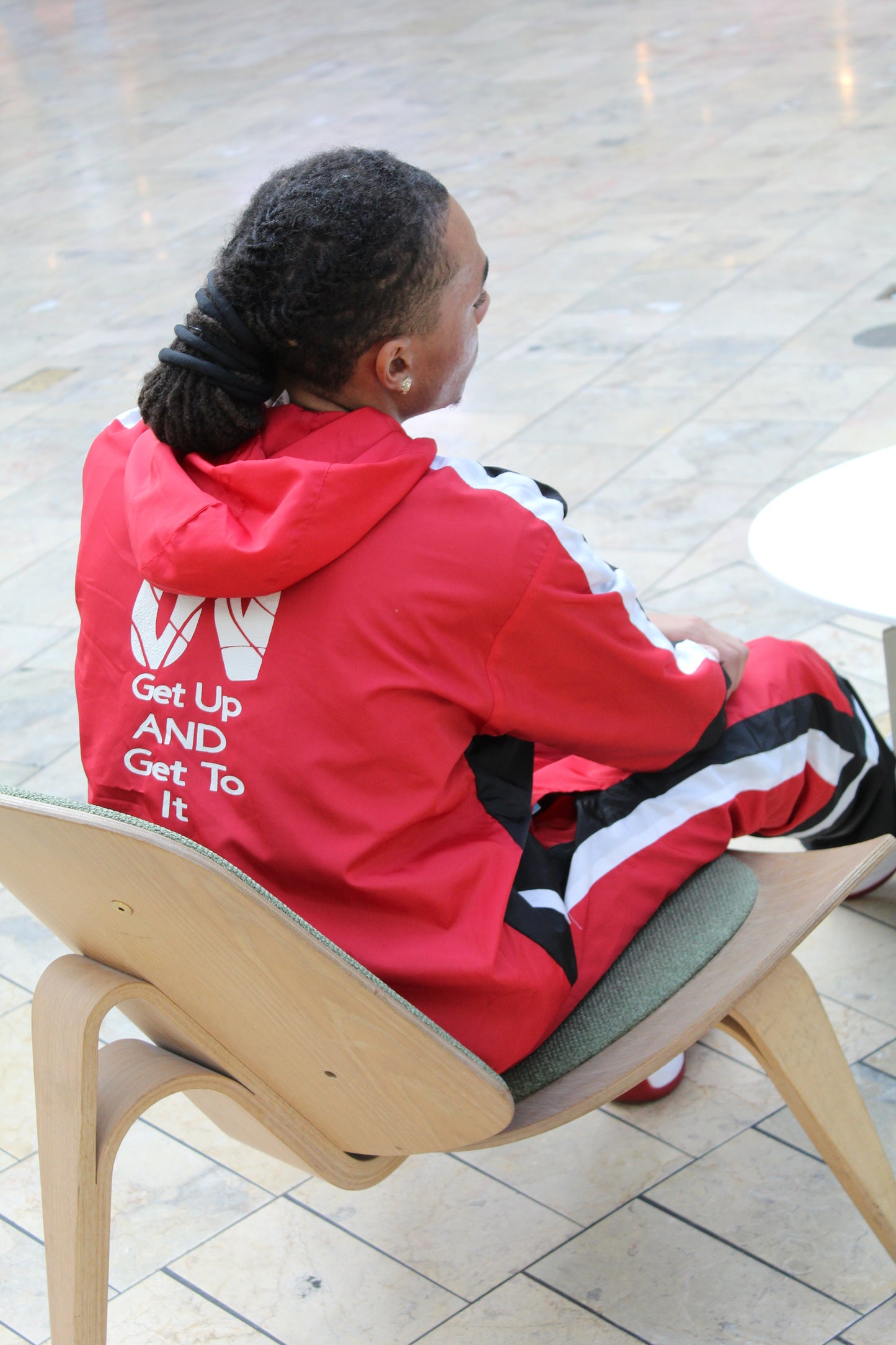 Red “ Get Up and Get To It “ Windbreaker Set💋🥵