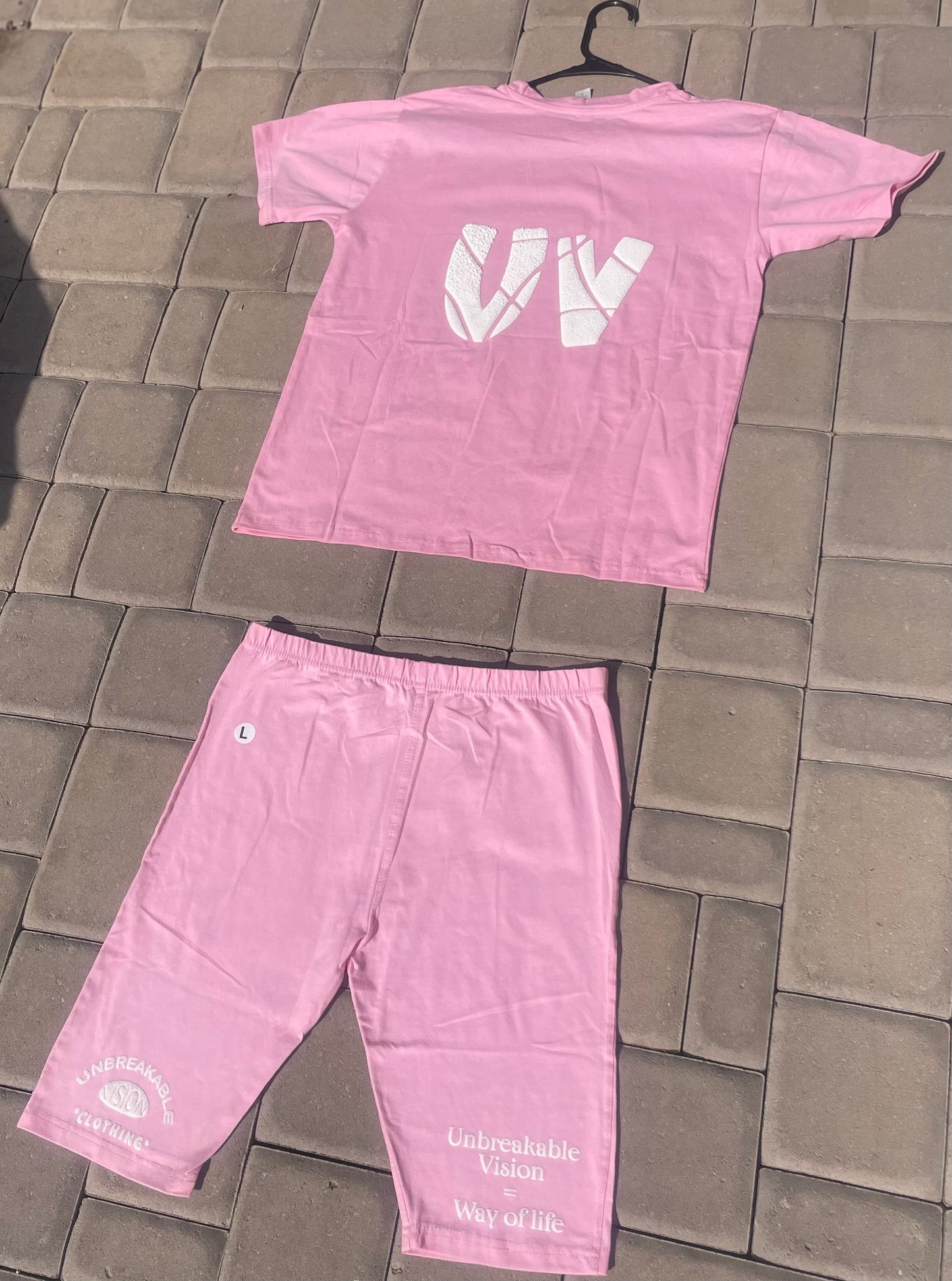 Female Light Pink Uv Biker Short Set💝🎟️