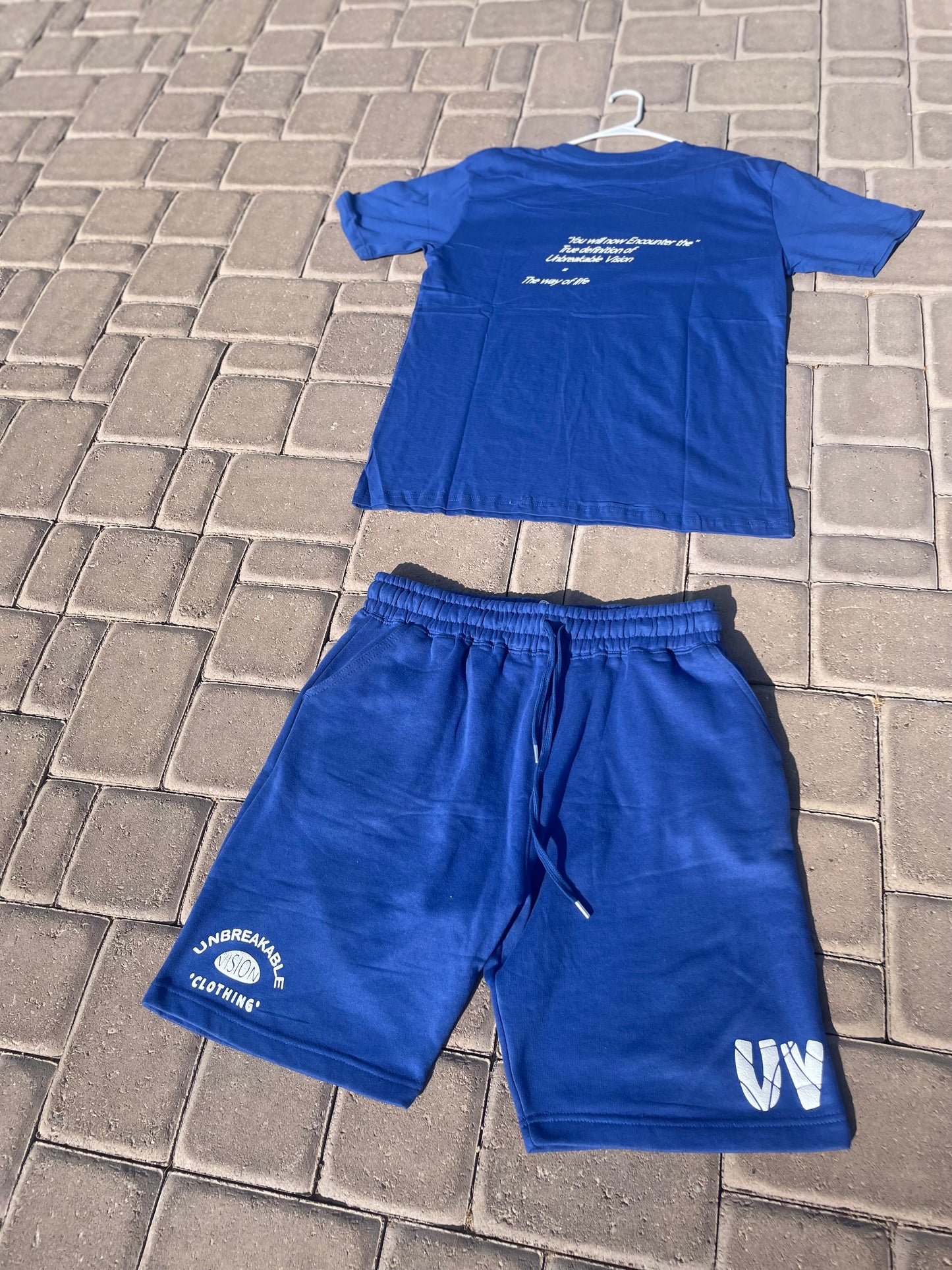 Unisex Blue “You will Now Encounter” Short sets🅿️🥶